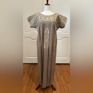 XL San Antonino Maxi Dress,Oax,Mexican dress Hand Embroidered with Silk Threads.